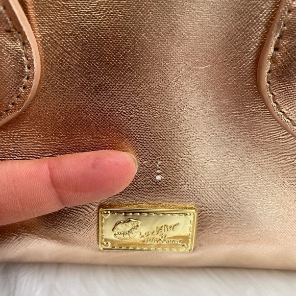 Luv Betsey Johnson Katt Cat Face Satchel Crossbody Bag Purse Rose Gold Saffiano - Picture 10 of 11